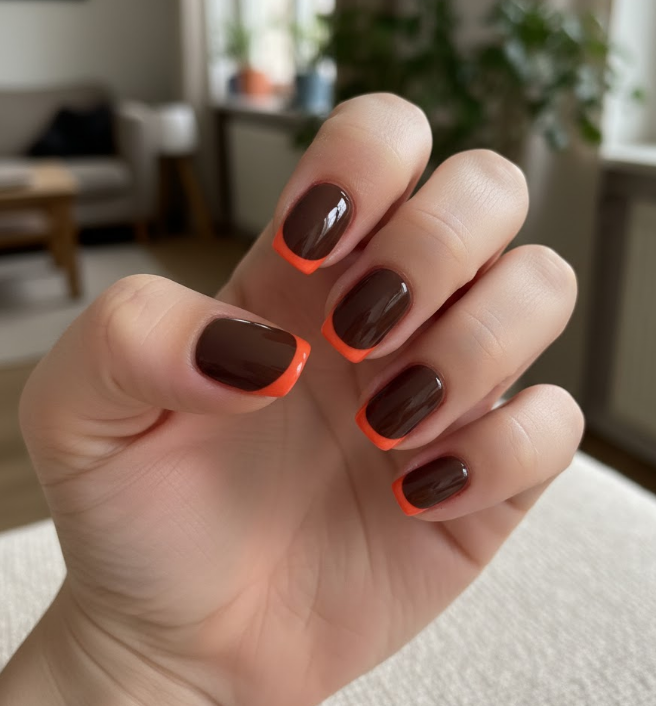 orange french tip nails