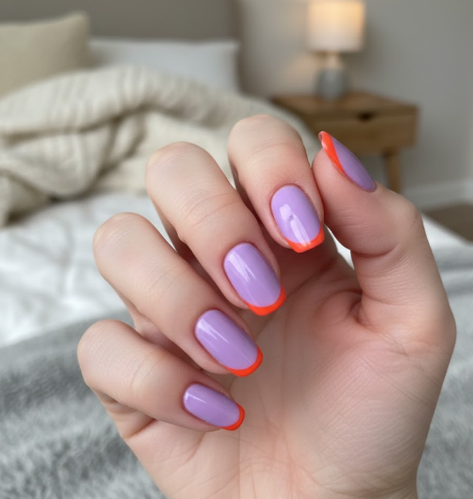 orange french tip nails