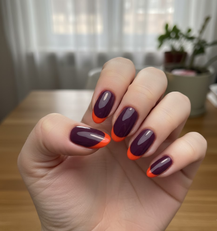 orange french tip nails