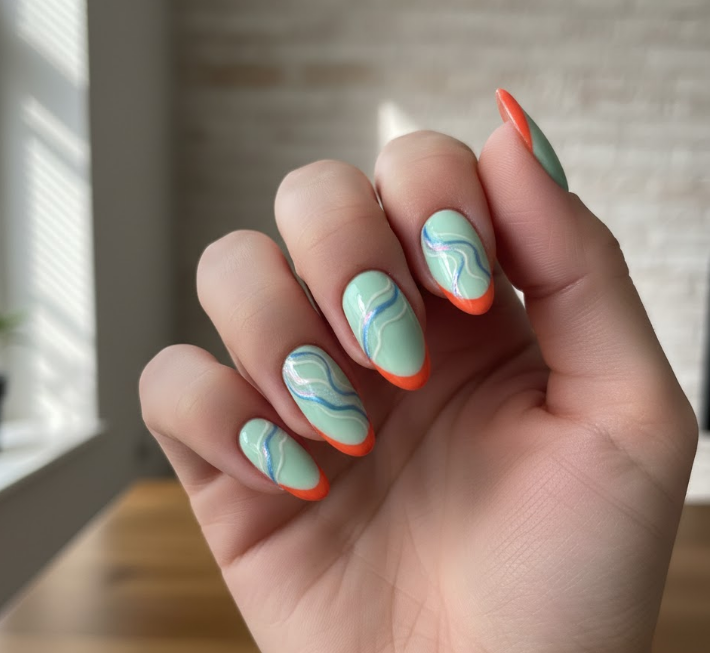 orange french tip nails