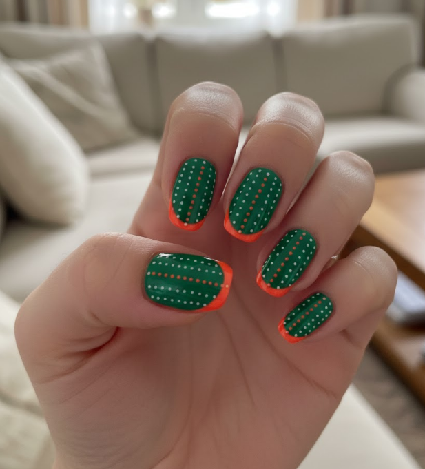 orange french tip nails