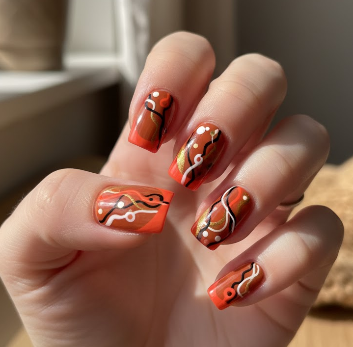 orange french tip nails