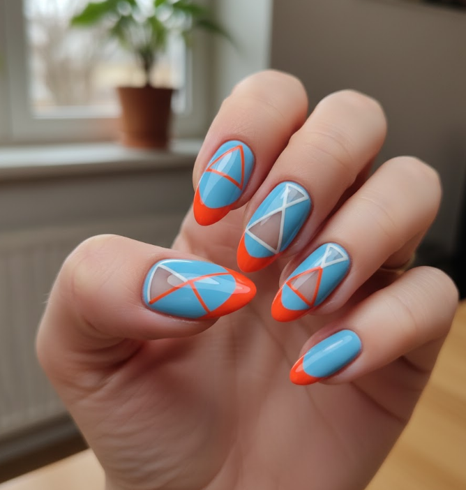 orange french tip nails
