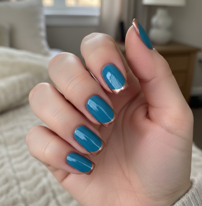 rose gold french tip nails