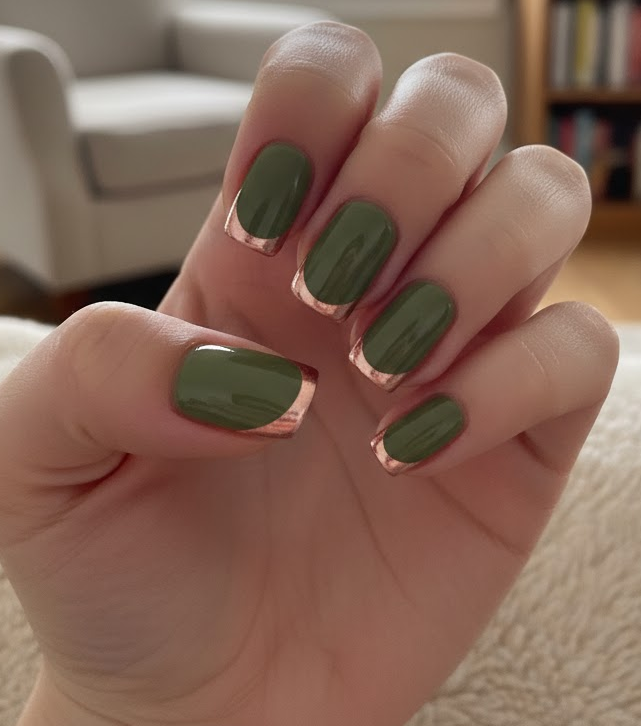 rose gold french tip nails