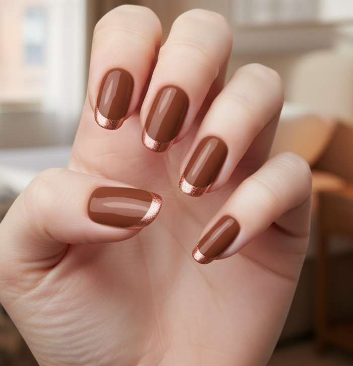 rose gold french tip nails
