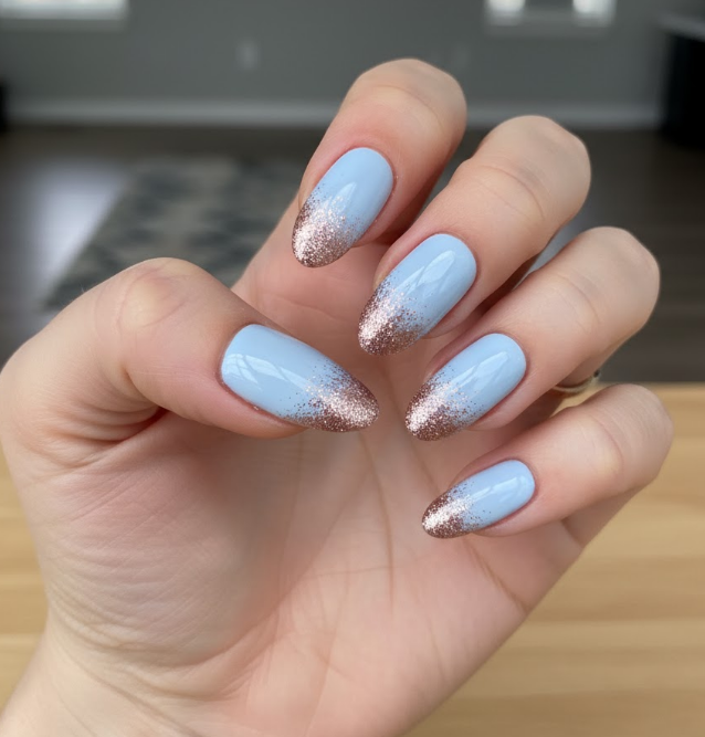 rose gold french tip nails