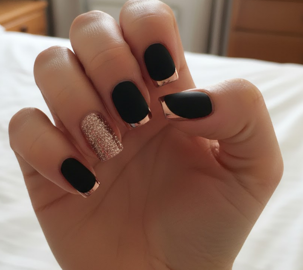 rose gold french tip nails