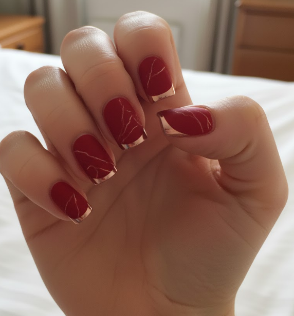 rose gold french tip nails