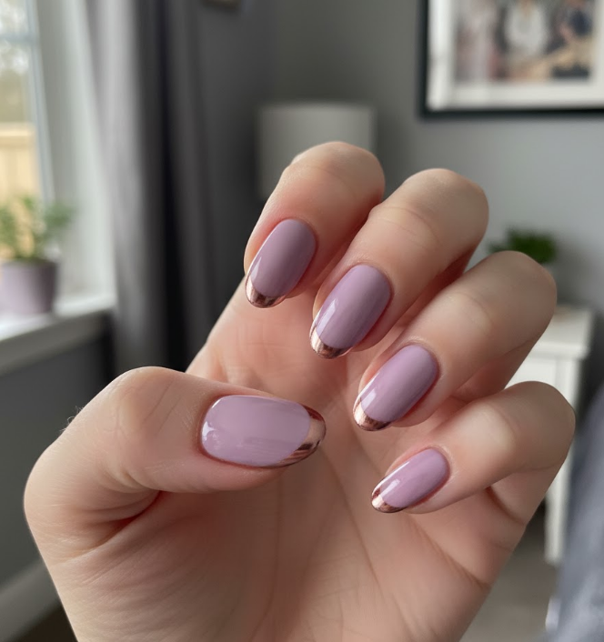 rose gold french tip nails