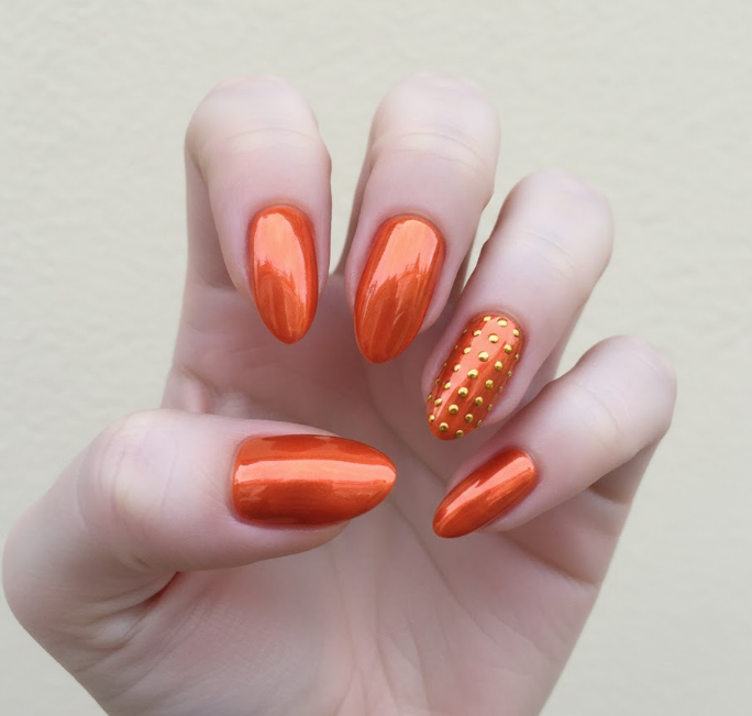 orange chrome nails