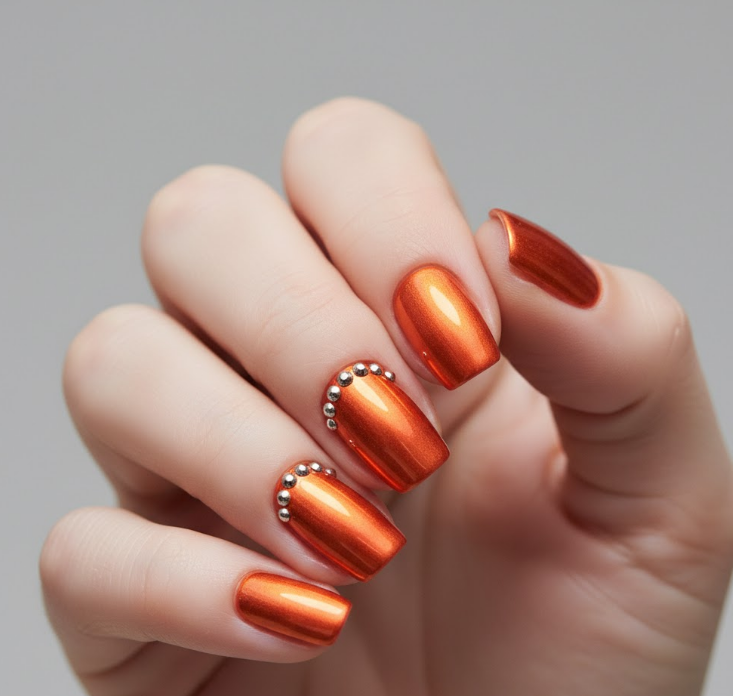 orange chrome nails