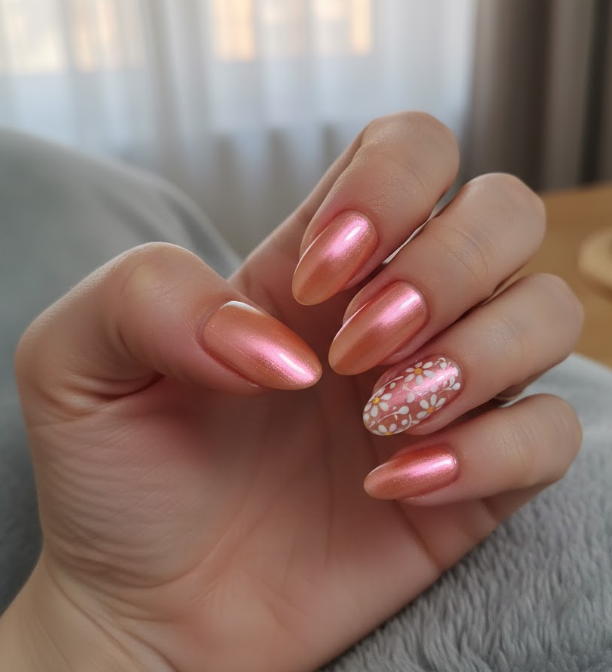 orange chrome nails