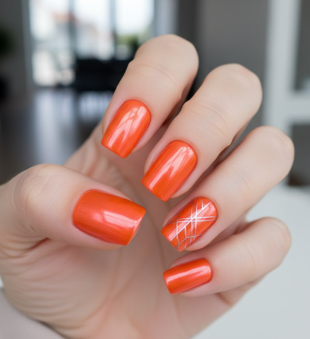 orange chrome nails