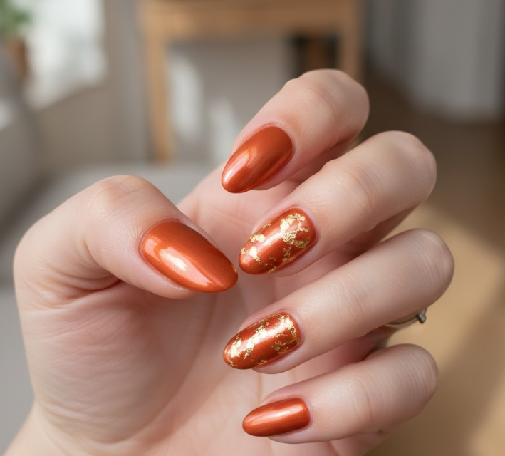 orange chrome nails