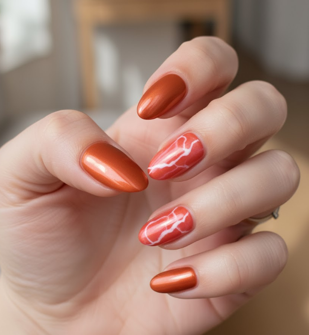 orange chrome nails