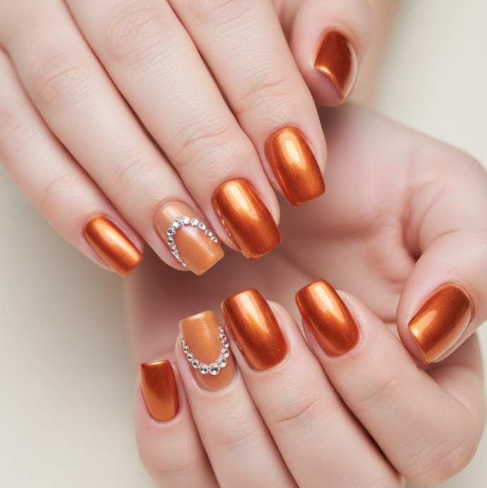 orange chrome nails