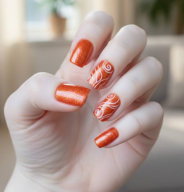 orange chrome nails