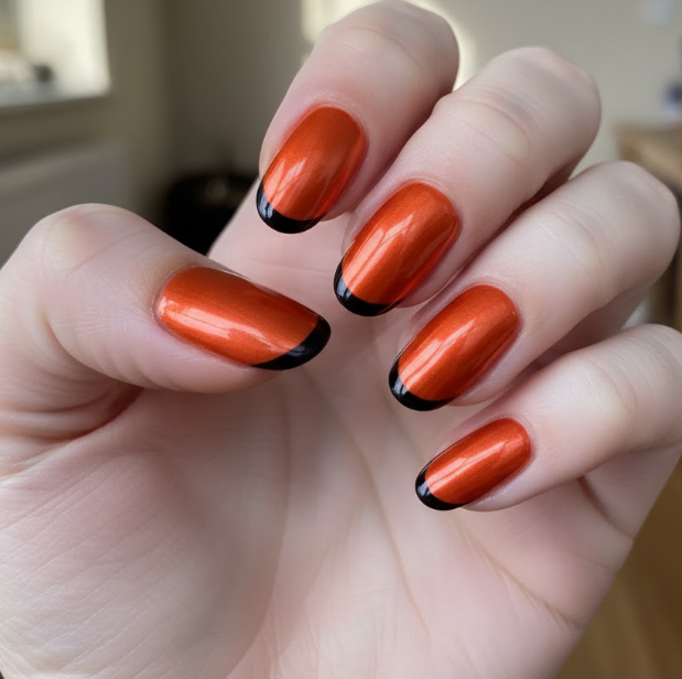 orange chrome nails