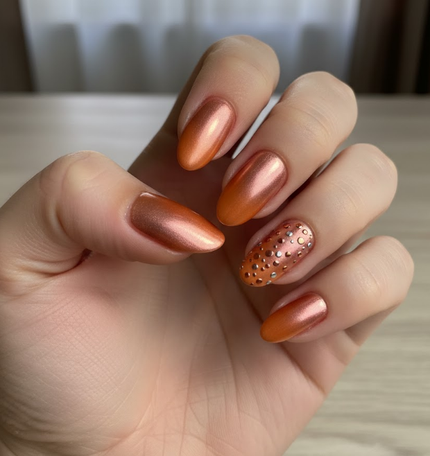 orange chrome nails