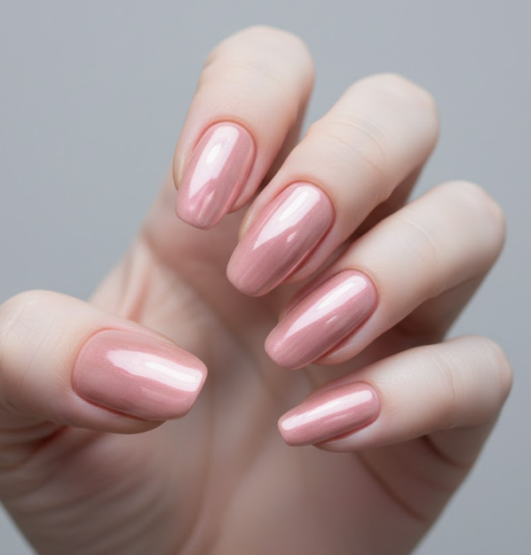 light pink chrome nails
