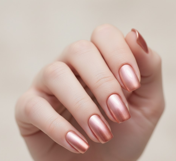 light pink chrome nails
