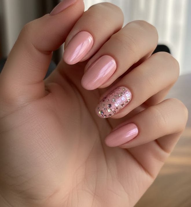 light pink chrome nails