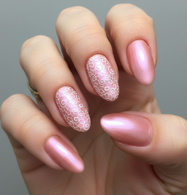 light pink chrome nails