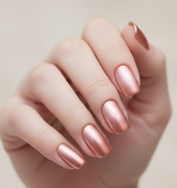 light pink chrome nails