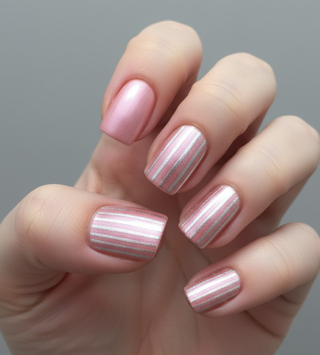light pink chrome nails