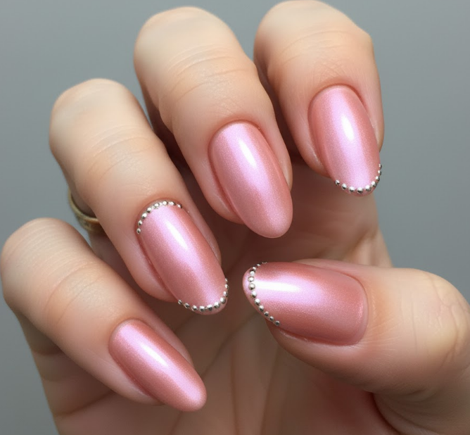 light pink chrome nails
