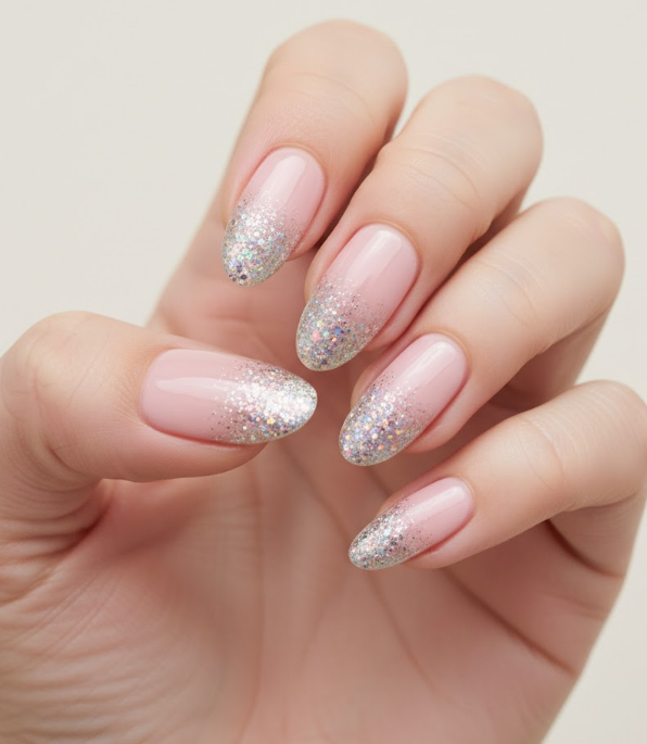 light pink chrome nails