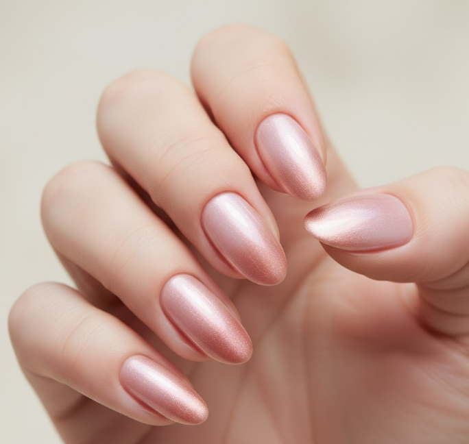 light pink chrome nails