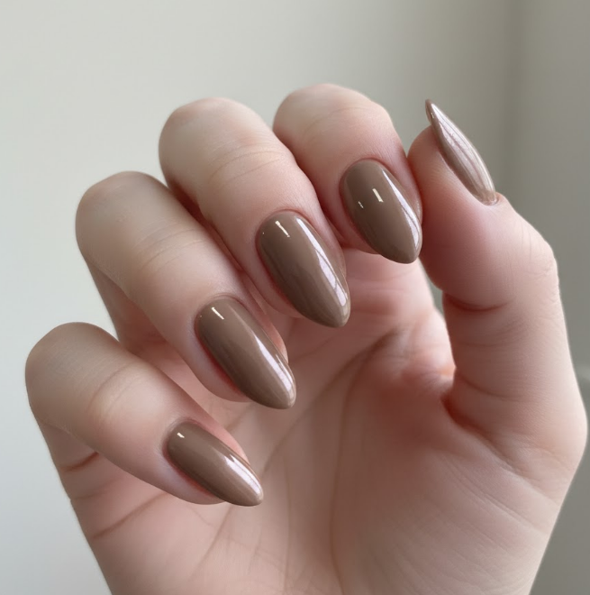 light brown chrome nails