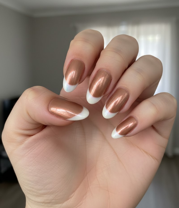 light brown chrome nails