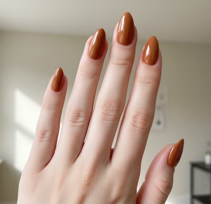 light brown chrome nails