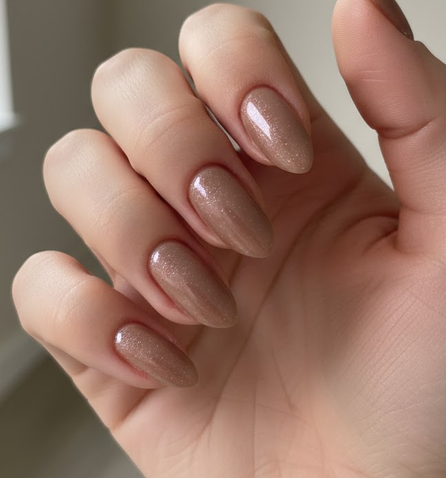 light brown chrome nails