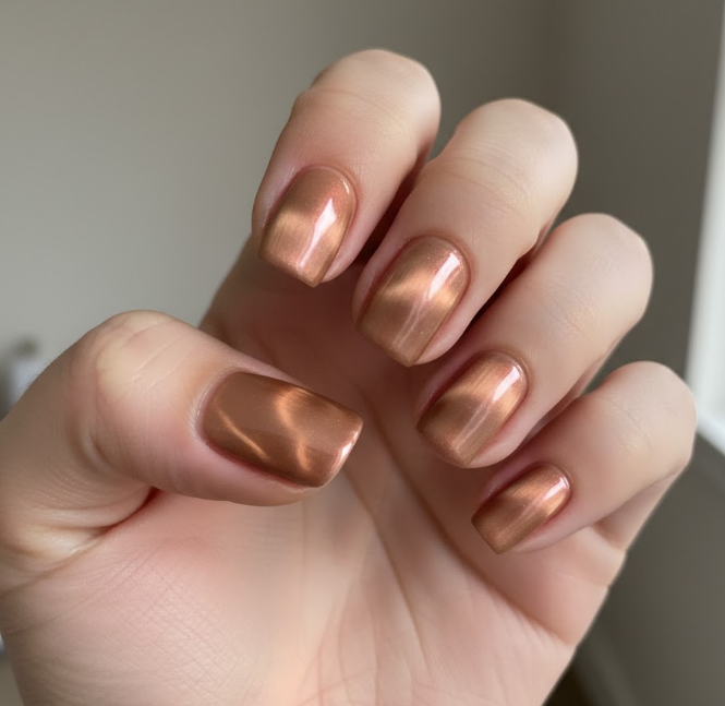 light brown chrome nails