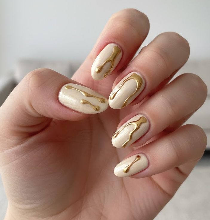 light brown chrome nails