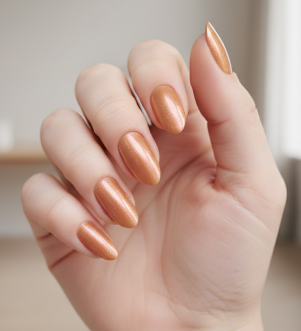 light brown chrome nails