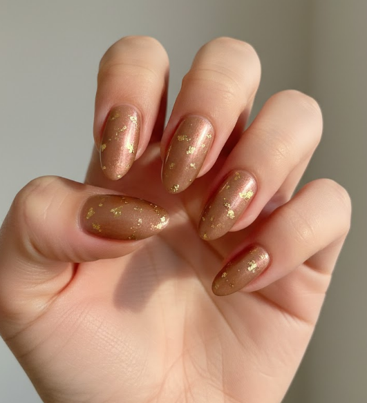 light brown chrome nails