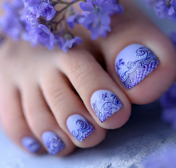 blue toe nail designs
