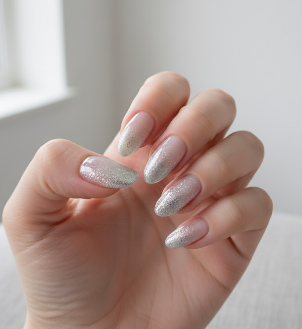 grey chrome nails