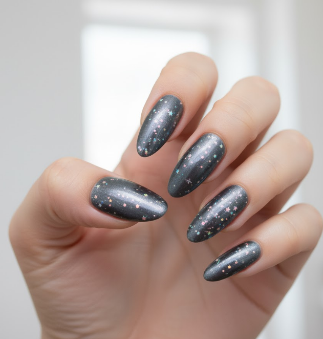 grey chrome nails