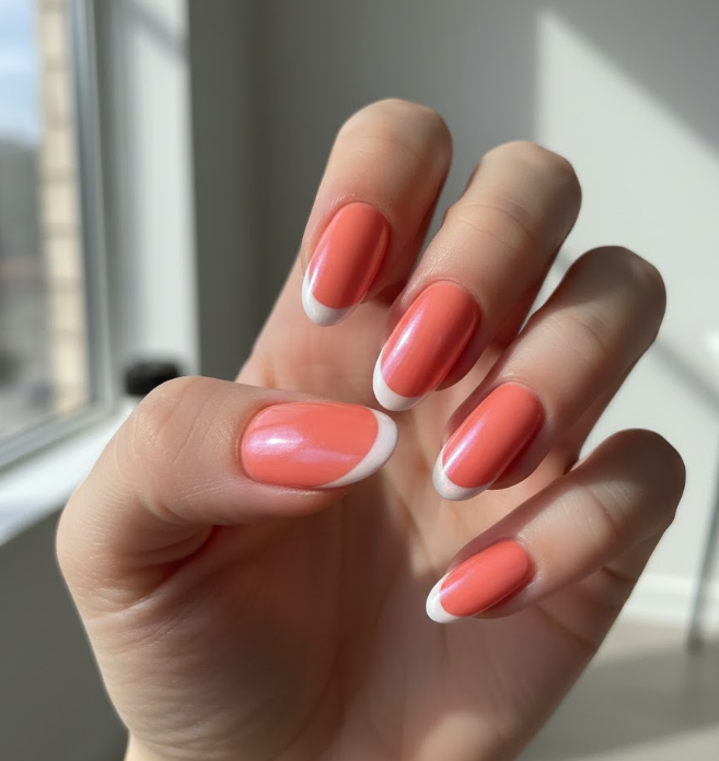 coral chrome nails
