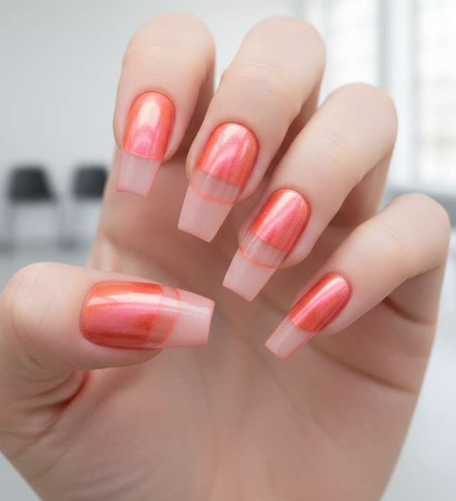 coral chrome nails