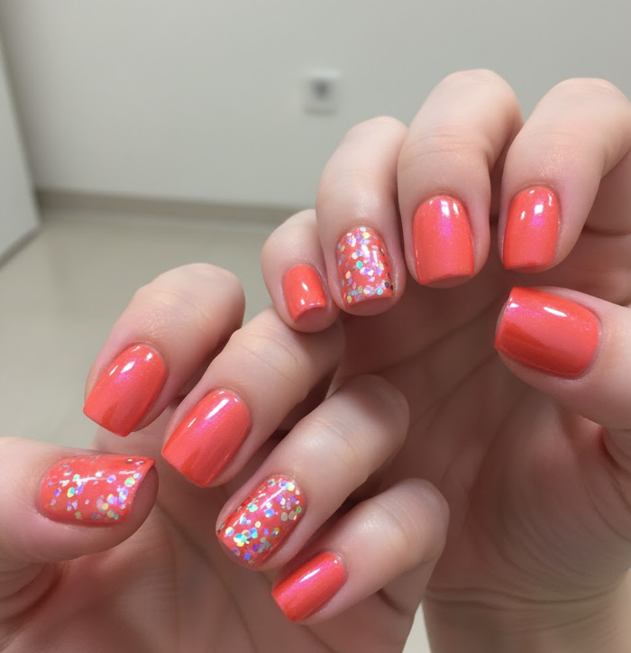coral chrome nails