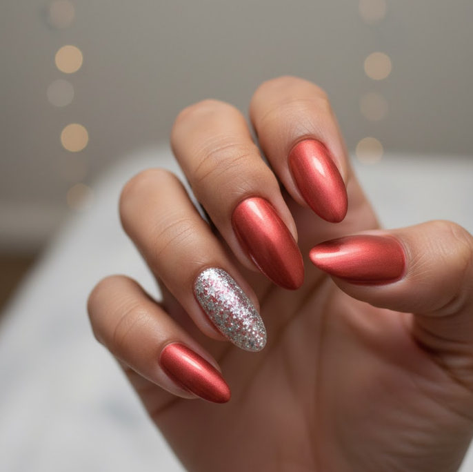 coral chrome nails