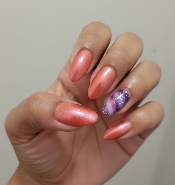 coral chrome nails