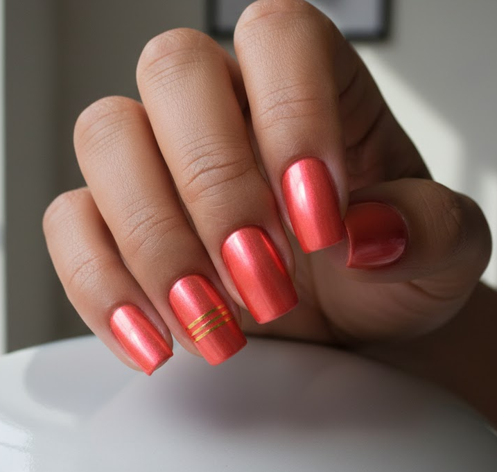 coral chrome nails